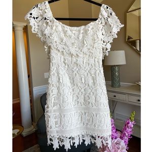ASTR white lace off the shoulder dress